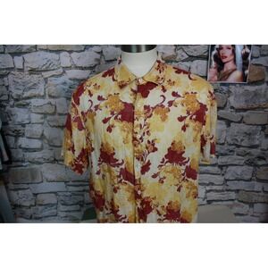 LINEN CLUB ROOM Luxury Short Sleeve Button Up Shirt Men's XXL Floral Tropical
